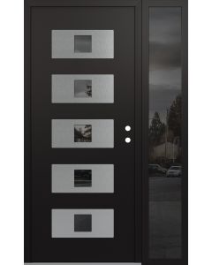 Diamond D8 50" x 80" black/black Mirrored Glass Panel stainless steel LHI with Sidelite Mirrored Glass