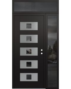 Diamond D8 50" x 96" black/black Mirrored Glass Panel stainless steel LHI with Sidelite and Transom Mirrored Glass