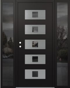 Diamond D8 60" x 80" black/black Mirrored Glass Panel stainless steel RHI with 2 Sidelites Mirrored Glass