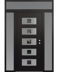 Diamond D8 68" x 96" black/black Mirrored Glass Panel stainless steel LHI with 2 Sidelites and Transom frosted Glass