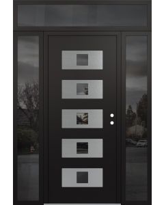 Diamond D8 68" x 96" black/black Mirrored Glass Panel stainless steel LHI with 2 Sidelites and Transom Mirrored Glass