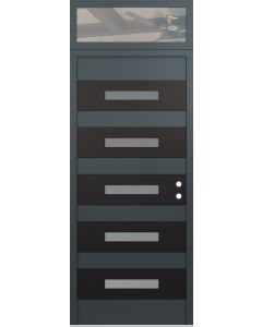 Diamond D9 36" x 96" anthracite/anthracite Frosted Glass Panel black LHI with Transom clear Glass