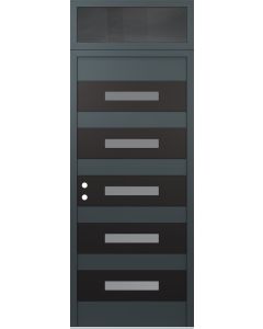 Diamond D9 36" x 96" anthracite/anthracite Frosted Glass Panel black RHI with Transom Mirrored Glass
