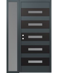 Diamond D9 50" x 80" anthracite/anthracite Frosted Glass Panel black RHI with Sidelite Frosted Glass