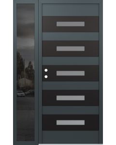Diamond D9 50" x 80" anthracite/anthracite Frosted Glass Panel black RHI with Sidelite Mirrored Glass