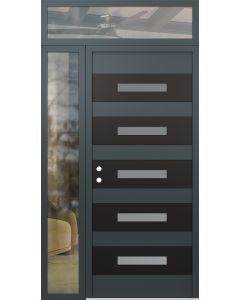 Diamond D9 48" x 96" anthracite/anthracite Frosted Glass Panel black RHI with Sidelite and Transom clear Glass