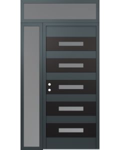 Diamond D9 48" x 96" anthracite/anthracite Frosted Glass Panel black RHI with Sidelite and Transom Frosted Glass