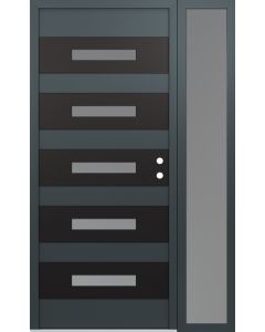 Diamond D9 50" x 80" anthracite/anthracite Frosted Glass Panel black LHI with Sidelite Frosted Glass