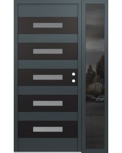 Diamond D9 50" x 80" anthracite/anthracite Frosted Glass Panel black LHI with Sidelite Mirrored Glass