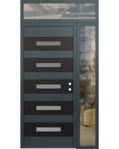 Diamond D9 48" x 96" anthracite/anthracite Frosted Glass Panel black LHI with Sidelite and Transom clear Glass