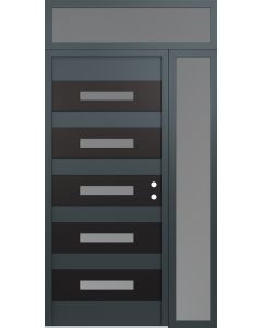 Diamond D9 48" x 96" anthracite/anthracite Frosted Glass Panel black LHI with Sidelite and Transom Frosted Glass