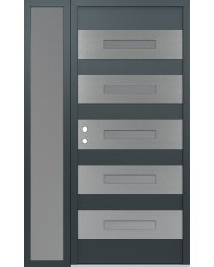 Diamond D9 50" x 80" anthracite/anthracite Frosted Glass Panel stainless steel RHI with Sidelite Frosted Glass