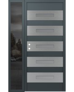 Diamond D9 50" x 80" anthracite/anthracite Frosted Glass Panel stainless steel RHI with Sidelite Mirrored Glass