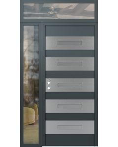 Diamond D9 48" x 96" anthracite/anthracite Frosted Glass Panel stainless steel RHI with Sidelite and Transom clear Glass
