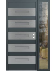 Diamond D9 50" x 80" anthracite/anthracite Frosted Glass Panel stainless steel LHI with Sidelite clear Glass