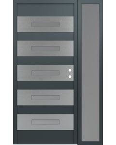 Diamond D9 50" x 80" anthracite/anthracite Frosted Glass Panel stainless steel LHI with Sidelite Frosted Glass