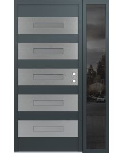 Diamond D9 50" x 80" anthracite/anthracite Frosted Glass Panel stainless steel LHI with Sidelite Mirrored Glass