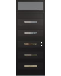 Diamond D9 36" x 96" black/black Clear Glass Panel black LHI with Transom frosted Glass