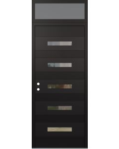Diamond D9 36" x 96" black/black Clear Glass Panel black RHI with Transom frosted Glass