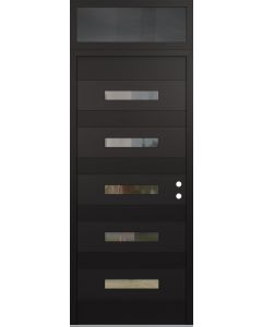 Diamond D9 36" x 96" black/black Clear Glass Panel black LHI with Transom Mirrored Glass