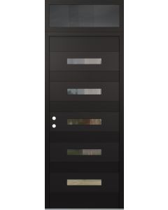 Diamond D9 36" x 96" black/black Clear Glass Panel black RHI with Transom Mirrored Glass