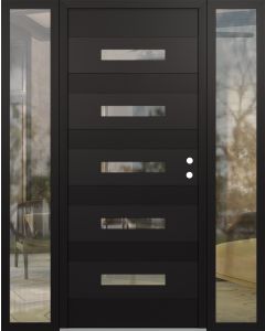 Diamond D9 64" x 80" black/black Clear Glass Panel black LHI with 2 Sidelites Clear Glass