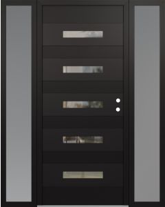 Diamond D9 68" x 80" black/black Clear Glass Panel black LHI with 2 Sidelites frosted Glass