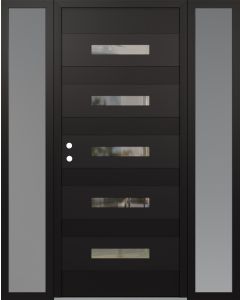 Diamond D9 68" x 80" black/black Clear Glass Panel black RHI with 2 Sidelites frosted Glass