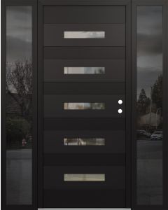 Diamond D9 68" x 80" black/black Clear Glass Panel black LHI with 2 Sidelites Mirrored Glass