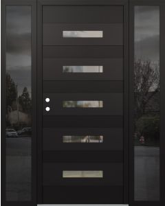 Diamond D9 60" x 80" black/black Clear Glass Panel black RHI with 2 Sidelites Mirrored Glass