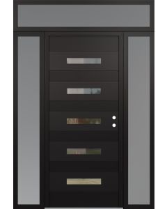 Diamond D9 60" x 96" black/black Clear Glass Panel black LHI with 2 Sidelites and Transom frosted Glass