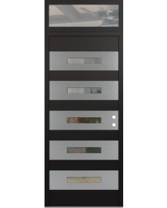 Diamond D9 36" x 96" black/black Clear Glass Panel Stainless steel LHI with Transom Clear Glass