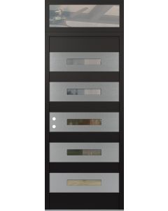 Diamond D9 36" x 96" black/black Clear Glass Panel Stainless steel RHI with Transom Clear Glass