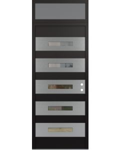 Diamond D9 36" x 96" black/black Clear Glass Panel Stainless steel LHI with Transom frosted Glass