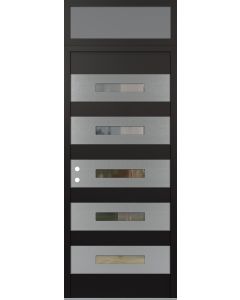 Diamond D9 36" x 96" black/black Clear Glass Panel Stainless steel RHI with Transom frosted Glass
