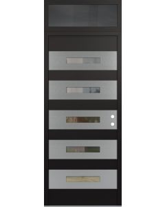 Diamond D9 36" x 96" black/black Clear Glass Panel Stainless steel LHI with Transom Mirrored Glass