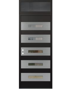 Diamond D9 36" x 96" black/black Clear Glass Panel Stainless steel RHI with Transom Mirrored Glass