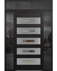 Diamond D9 68" x 96" black/black Clear Glass Panel Stainless steel LHI with 2 Sidelites and Transom Mirrored Glass