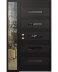 Diamond D9 52" x 80" black/black Mirrored Glass Panel black RHI with Sidelite clear Glass
