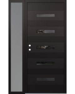 Diamond D9 50" x 80" black/black Mirrored Glass Panel black RHI with Sidelite frosted Glass