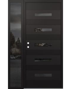 Diamond D9 50" x 80" black/black Mirrored Glass Panel black RHI with Sidelite Mirrored Glass