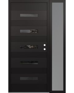 Diamond D9 50" x 80" black/black Mirrored Glass Panel black LHI with Sidelite frosted Glass