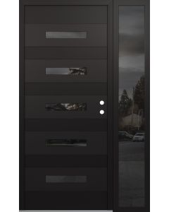 Diamond D9 50" x 80" black/black Mirrored Glass Panel black LHI with Sidelite Mirrored Glass