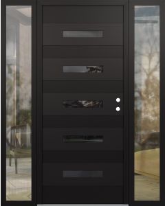 Diamond D9 68" x 80" black/black Mirrored Glass Panel black LHI with 2 Sidelites clear Glass