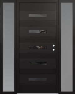 Diamond D9 68" x 80" black/black Mirrored Glass Panel black LHI with 2 Sidelites frosted Glass