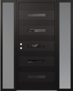 Diamond D9 68" x 80" black/black Mirrored Glass Panel black RHI with 2 Sidelites frosted Glass