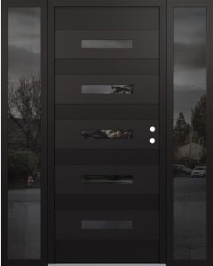 Diamond D9 68" x 80" black/black Mirrored Glass Panel black LHI with 2 Sidelites Mirrored Glass
