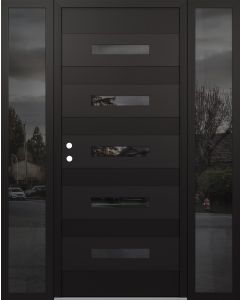 Diamond D9 60" x 80" black/black Mirrored Glass Panel black RHI with 2 Sidelites Mirrored Glass