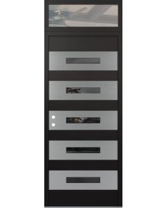 Diamond D9 36" x 96" black/black Mirrored Glass Panel stainless steel RHI with Transom clear Glass