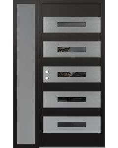 Diamond D9 50" x 80" black/black Mirrored Glass Panel stainless steel RHI with Sidelite frosted Glass